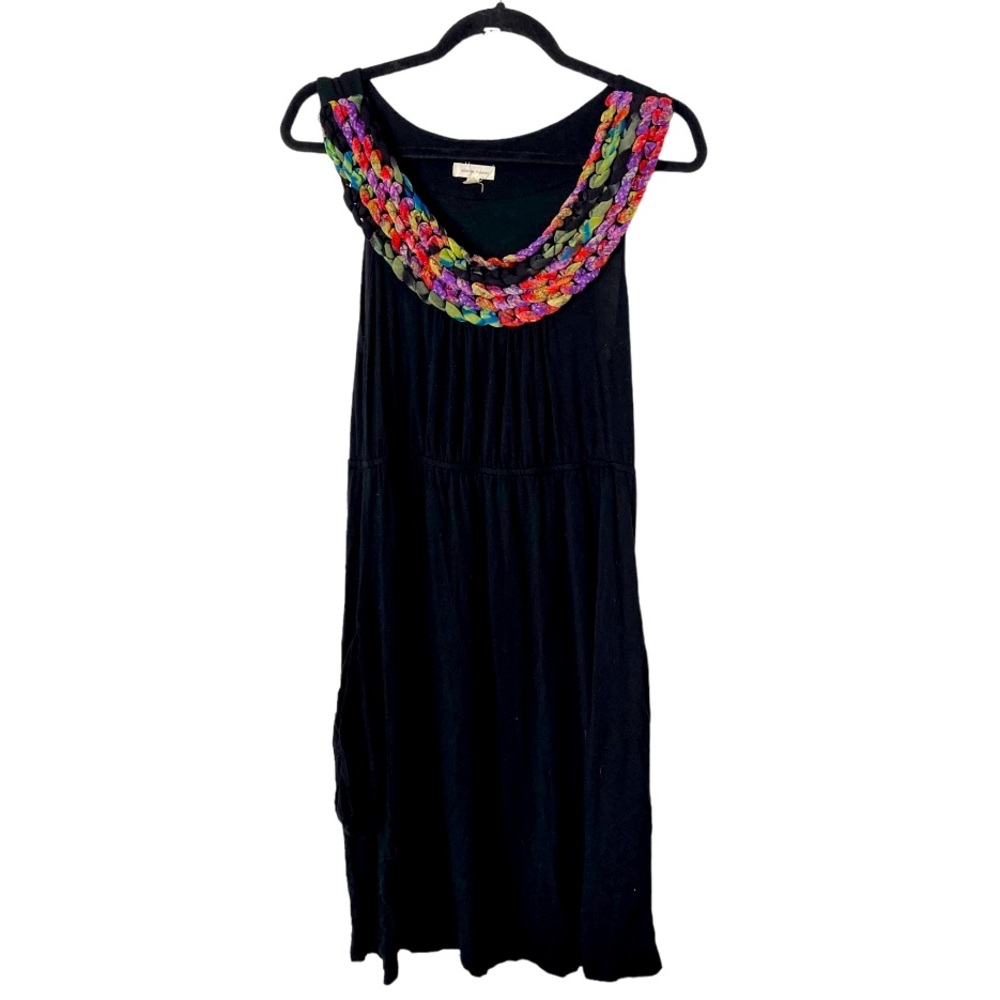 Silence + Noise Black Casual Dress With rainbow Woven Neckline M
